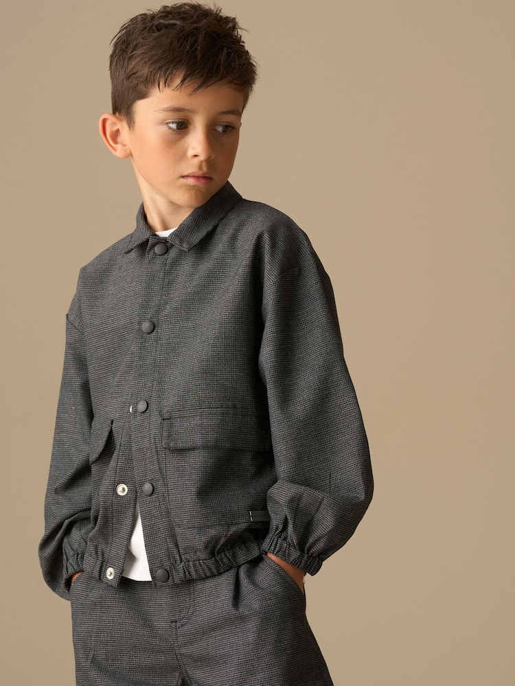 Angel & Rocket Grey Alex Pinstripe Overshirt - Image 1 of 9 Angel & Rocket Grey Alex Pinstripe Overshirt - Image 1 of 9