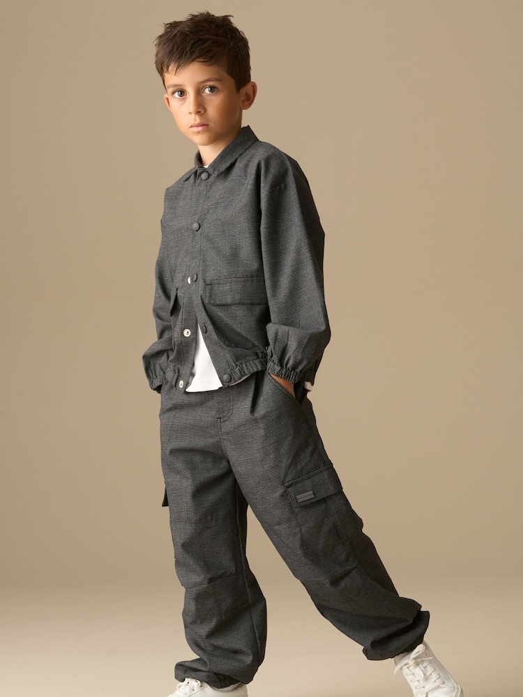 Angel & Rocket Grey Alex Pinstripe Overshirt - Image 2 of 9 Angel & Rocket Grey Alex Pinstripe Overshirt - Image 2 of 9