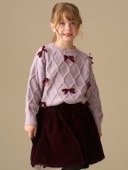 Angel & Rocket Clara Textured Knit Velvet Bow Jumper - Bild 1 von 7