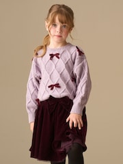 Angel & Rocket Clara Textured Knit Velvet Bow Jumper - Bild 3 von 7