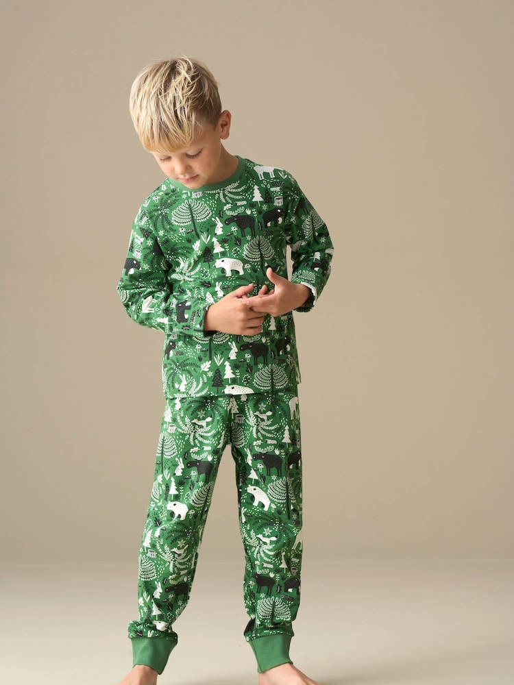 Angel & Rocket Green Amelia Scandi Print Pyjamas - Image 1 of 7 Angel & Rocket Green Amelia Scandi Print Pyjamas - Image 1 of 7