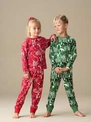 Angel & Rocket Green Amelia Scandi Print Pyjamas - Image 3 of 7