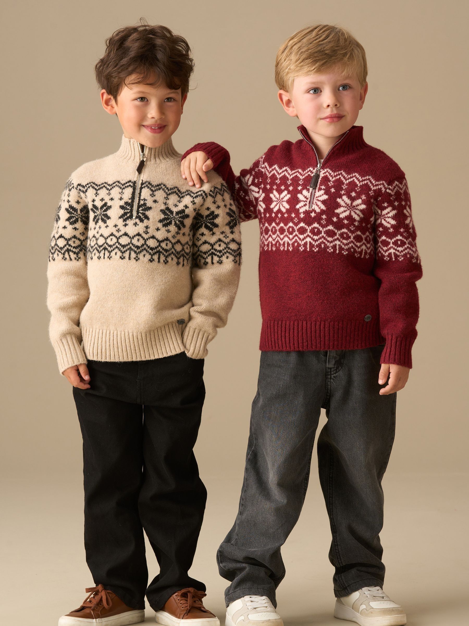 Buy Angel & Rocket Natural Oakley Fairisle Zip Neck Jumper from