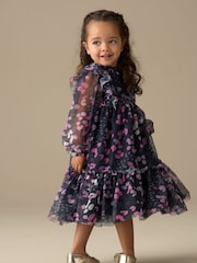 Angel & Rocket Blue Cara Print Mesh Dress - Image 4 of 7