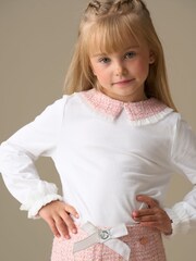 Angel & Rocket White Faye Tweed Collar Long Sleeve Top - Image 2 of 8