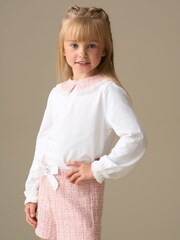 Angel & Rocket White Faye Tweed Collar Long Sleeve Top - Image 4 of 8