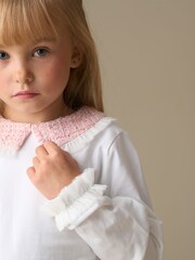 Angel & Rocket White Faye Tweed Collar Long Sleeve Top - Image 5 of 8
