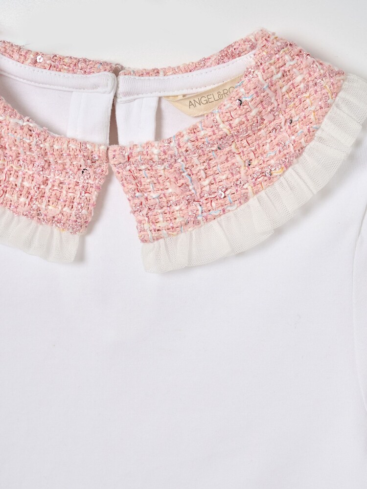 Angel & Rocket White Faye Tweed Collar Long Sleeve Top - Image 8 of 8