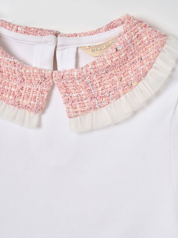 Angel & Rocket White Faye Tweed Collar Long Sleeve Top - Image 8 of 8 Angel & Rocket White Faye Tweed Collar Long Sleeve Top - Image 8 of 8