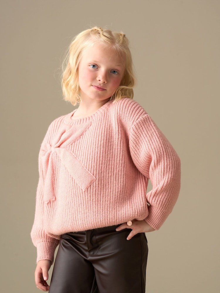 Angel & Rocket Pink Arya Knitted Bow Jumper - Image 1 of 8