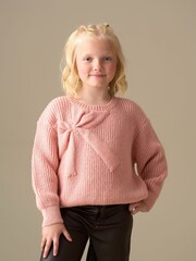 Angel & Rocket Pink Arya Knitted Bow Jumper - Image 3 of 8