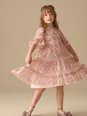 Angel & Rocket Pink Penny Sequin Dress - Image 5 of 9