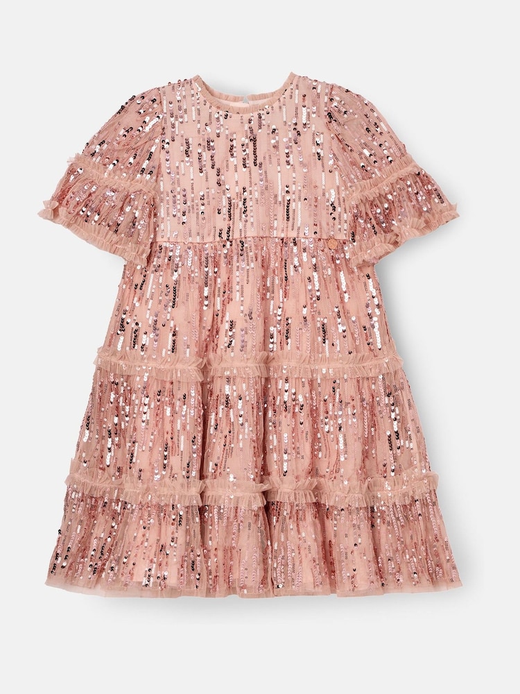 needle and thread pink sequin dress Dappled Sequin Long Sleeve Ankle Gown Pink