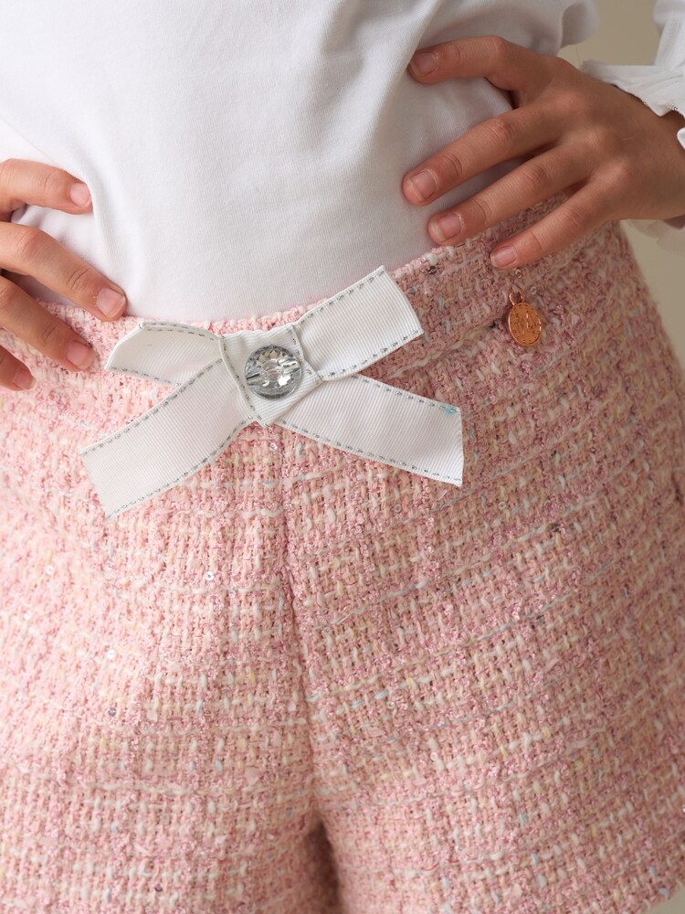 Angel & Rocket Pink Faye Tweed Shorts - Image 3 of 3 Angel & Rocket Pink Faye Tweed Shorts - Image 3 of 3
