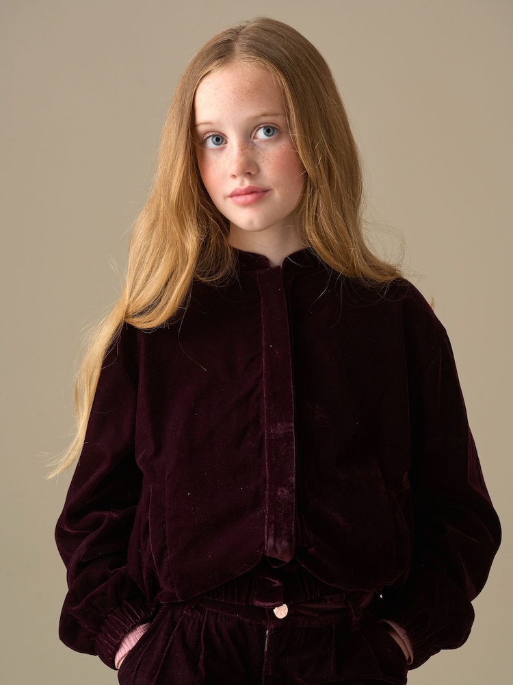 Angel & Rocket Red Chloe Velvet Bomber Jacket - Image 1 of 3