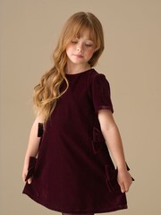 Angel & Rocket Red Olivia Velvet Bow Shift Dress - Image 1 of 7