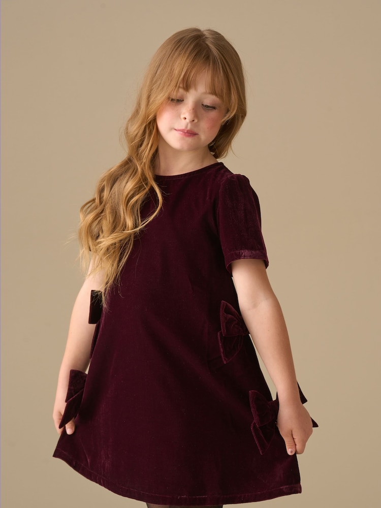 Angel & Rocket Red Olivia Velvet Bow Shift Dress - Image 1 of 7