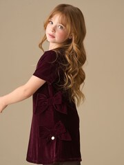 Angel & Rocket Red Olivia Velvet Bow Shift Dress - Image 2 of 7