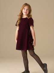Angel & Rocket Red Olivia Velvet Bow Shift Dress - Image 3 of 7