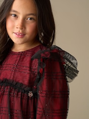 Angel & Rocket Red Tia Sequin Tartan Mesh Dress - Image 4 of 8
