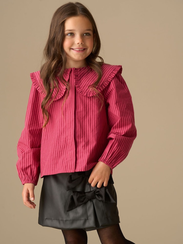 Angel & Rocket Pink Maggie Frill Collar Shirt - Image 1 of 9