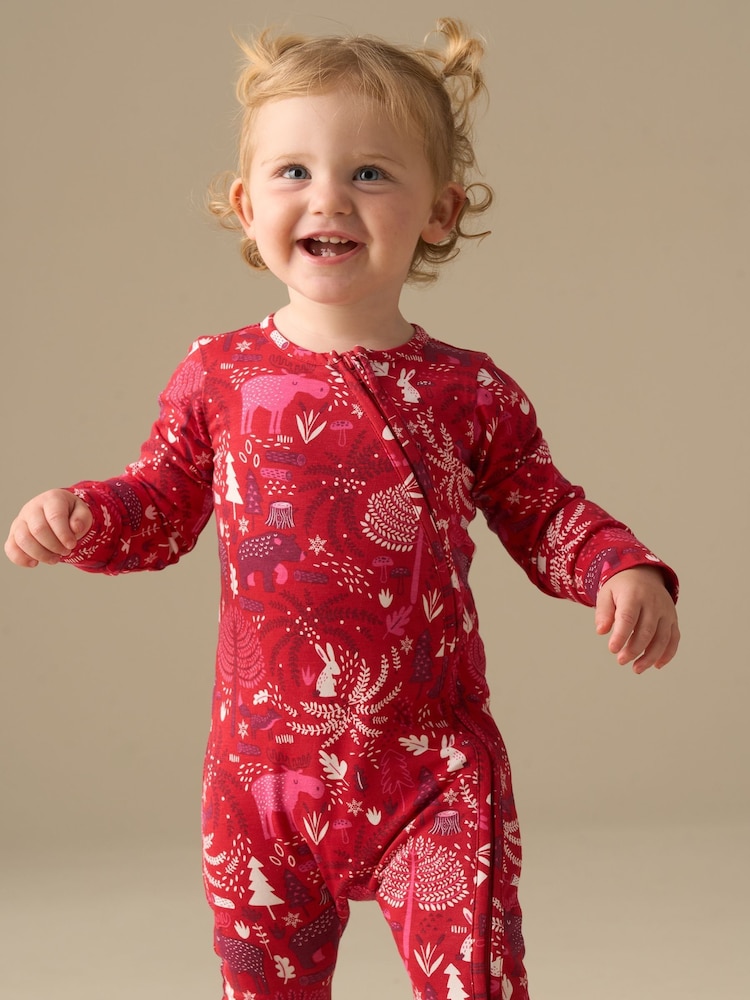 Angel & Rocket Red Frida Scandi Print Babygrow Sleepsuit - Image 2 of 7 Angel & Rocket Red Frida Scandi Print Babygrow Sleepsuit - Image 2 of 7