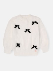 Angel & Rocket Natural Mia Velvet Bow Eyelash Jumper - Image 5 of 7