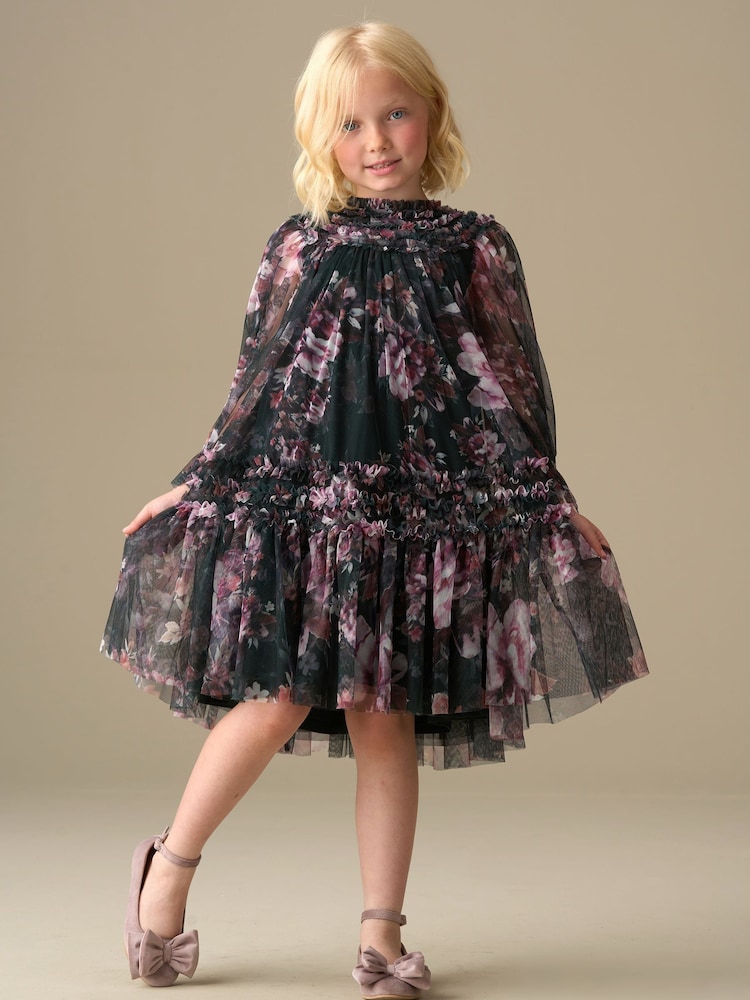 Angel & Rocket Green Verity Ruffle Mesh Dress - Image 1 of 8