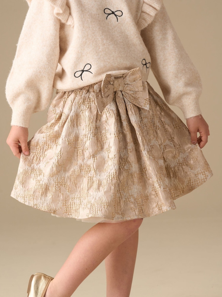 Angel & Rocket Cream Etta Metallic Jacquard Skirt - Image 1 of 6