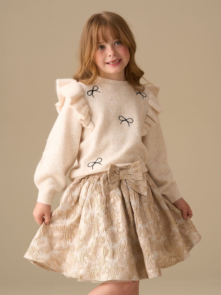 Angel & Rocket Cream Etta Metallic Jacquard Skirt - Image 2 of 6