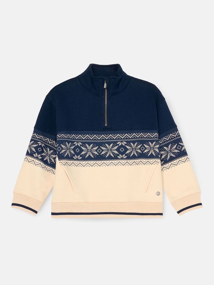 Angel & Rocket Natural Ayden Zip Neck Fairisle Sweater - Image 1 of 1