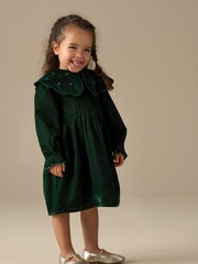 Angel & Rocket Green Dotty Scalloped Embroidered Collar Velvet Dress - Image 2 of 6