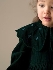 Angel & Rocket Green Dotty Scalloped Embroidered Collar Velvet Dress - Image 3 of 6
