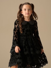 Angel & Rocket Black Mavea Velvet Lace Dress - Image 6 of 9