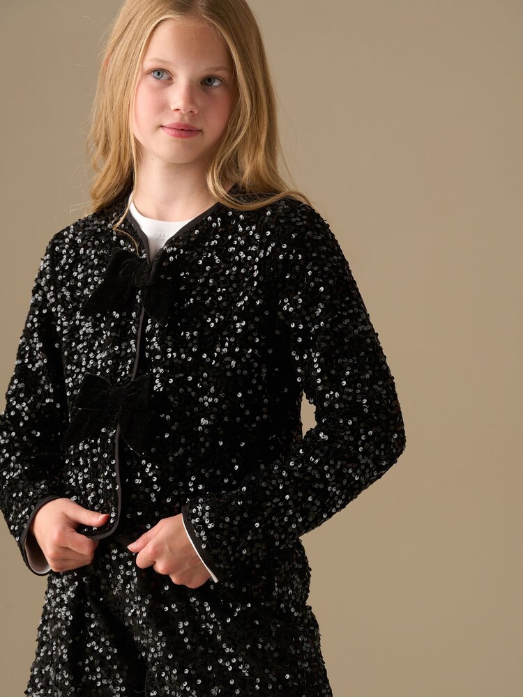 Angel & Rocket Black Maisie Velvet Sequin Jacket - Image 2 of 8