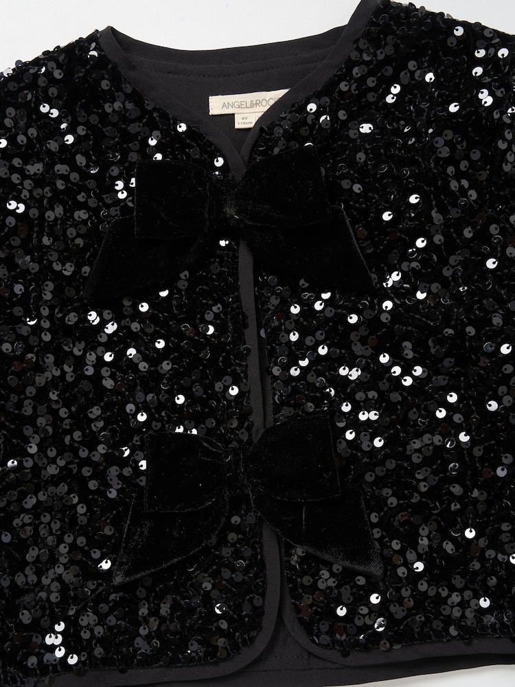 Angel & Rocket Black Maisie Velvet Sequin Jacket - Image 8 of 8 Angel & Rocket Black Maisie Velvet Sequin Jacket - Image 8 of 8