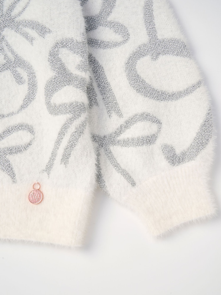 Angel & Rocket White Livia Bow Eyelash Jumper - Image 8 of 8 Angel & Rocket White Livia Bow Eyelash Jumper - Image 8 of 8