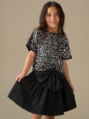 Angel & Rocket Black Nadia Tafetta Bow Skirt - Image 1 of 7