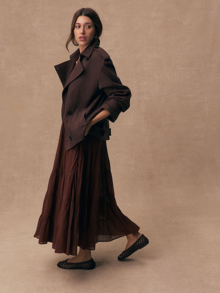 Buy Chocolate Brown Sleeveless Square Neck Ribbed Midi Dress from Next USA