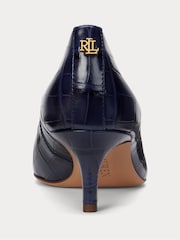 Lauren Ralph Lauren Blue Adrienne Leather Court Heel Shoes - Image 2 of 4