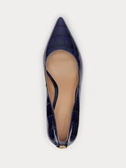 Lauren Ralph Lauren Blue Adrienne Leather Court Heel Shoes - Image 3 of 4