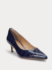 Lauren Ralph Lauren Blue Adrienne Leather Court Heel Shoes - Image 4 of 4