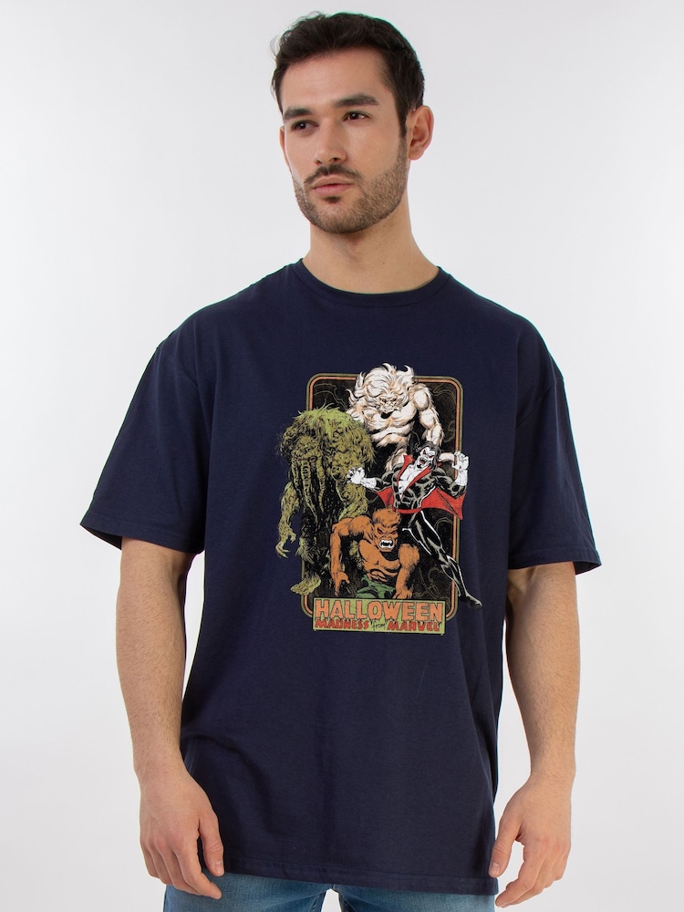 Brands In Blue Marvel Halloween Monsters T-shirt - Image 1 of 5 Brands In Blue Marvel Halloween Monsters T-shirt - Image 1 of 5