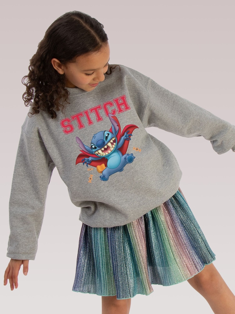 Brands In Grey Disney Stitch Dracula Halloween Sweat Top - Image 1 of 5