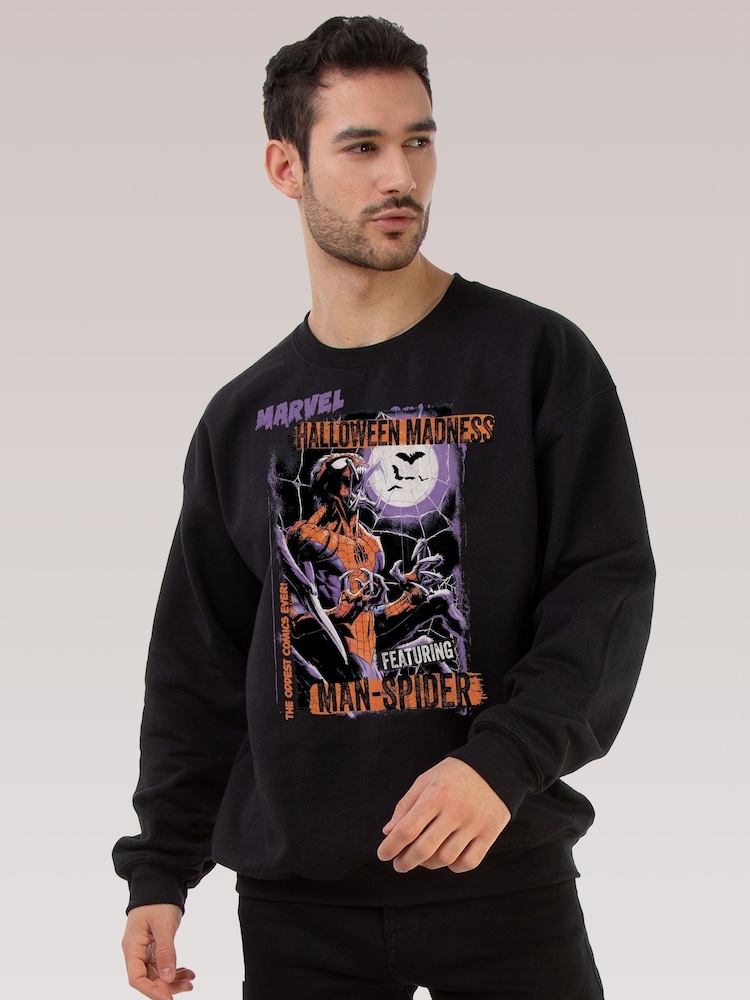 Brands In Black Marvel Spider-Man Halloween Sweat Top - Image 1 of 4 Brands In Black Marvel Spider-Man Halloween Sweat Top - Image 1 of 4