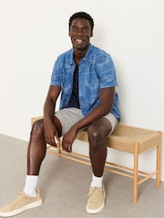 FatFace Blue Short Sleeve Seafood Print Shirt - Image 4 of 5