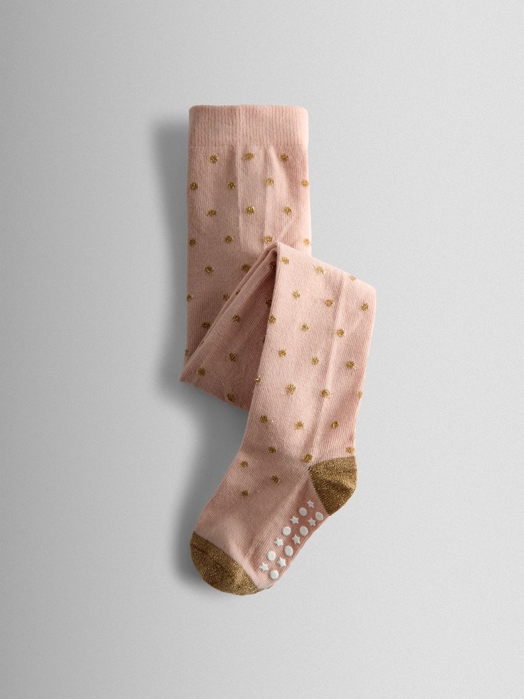 JoJo Maman Bébé Pink 2-Pack Glitter Cotton Rich Tights - Image 2 of 7