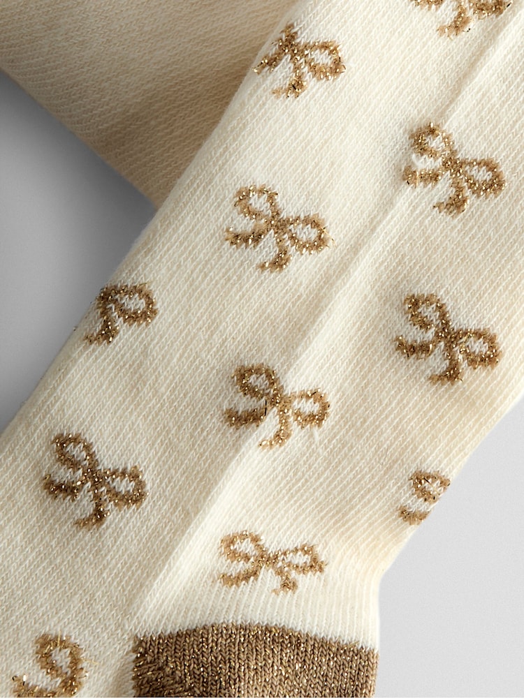 JoJo Maman Bébé Pink 2-Pack Glitter Cotton Rich Tights - Image 7 of 7