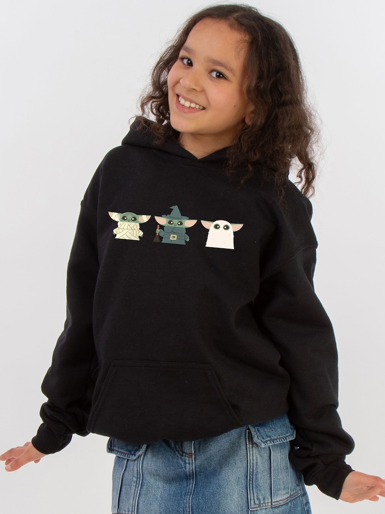 Brands In Black Star Wars Mandalorian Grogu Halloween Hoodie - Image 1 of 5