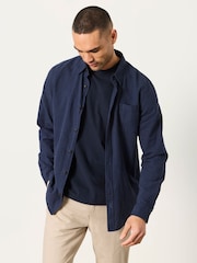FatFace Navy Long Sleeve Linen Cotton Bugle Shirt - Image 3 of 8